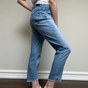 AG Mid-rise Light-wash Cropped Ankle Jeans Size 31
